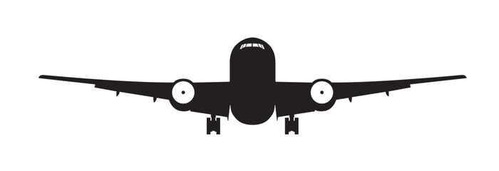 Airplane Coming in for landing - Front view of plane - 747