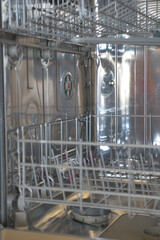 Front view of empty dishwasher