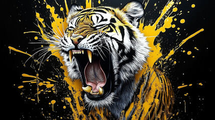 A painted tiger head