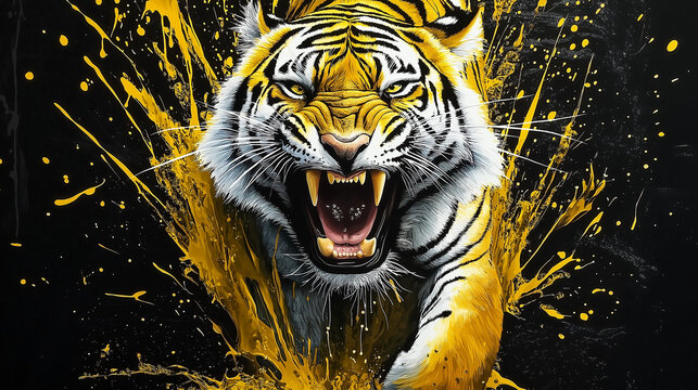 A painted tiger head