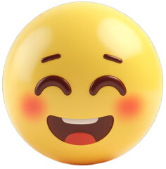 Fototapeta premium Cute emoticon happy 5 face 3D on transparent background