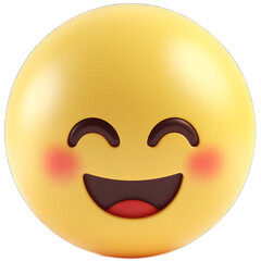 Fototapeta premium Cute emoticon happy face 3D on transparent background