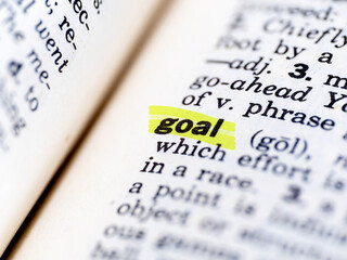 Highlighted dictionary definition of the word goal