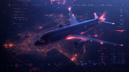 Airplane Night Flight.