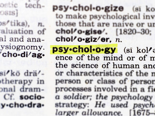 Highlighted dictionary definition of the word psychology