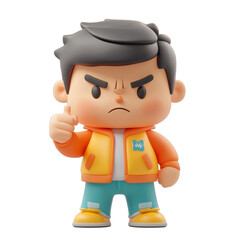 Fototapeta premium Cartoon Character with Determined Expression