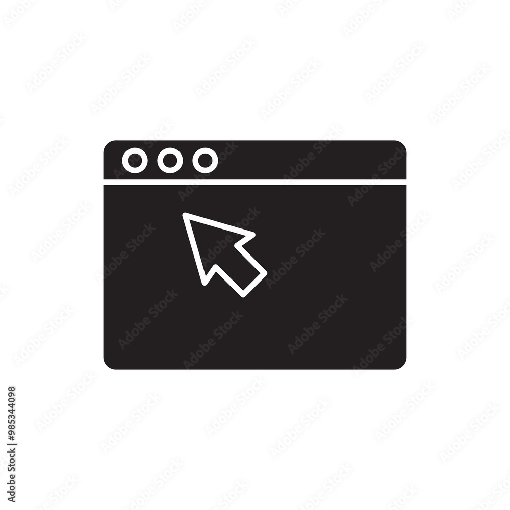 Aufkleber web browser window icon, vector flat black illustration for web and app..eps
