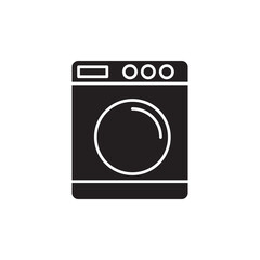 Washing machine vector, flat black simple illustration for web and app..eps
