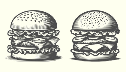 Silhouette of hamburger. Simple and modern hamburger vector silhouette for food icons and restaurant branding
