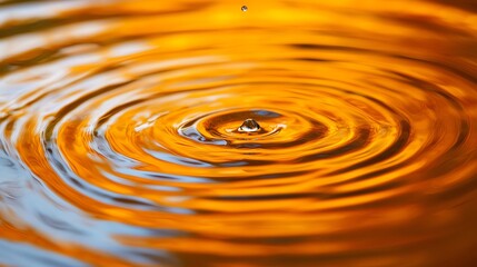 A mesmerizing close-up of rippling water with warm orange hues reflecting light, creating a tranquil and serene atmosphere.