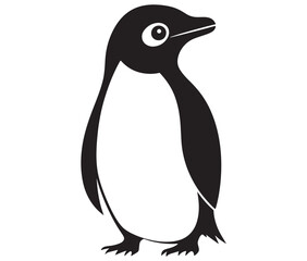 Cute penguin silhouette vector