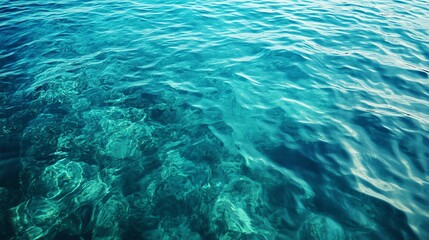 Fototapeta premium Crystal clear water with gentle waves, showcasing the serene beauty of nature's aquatic landscape and vibrant underwater world.