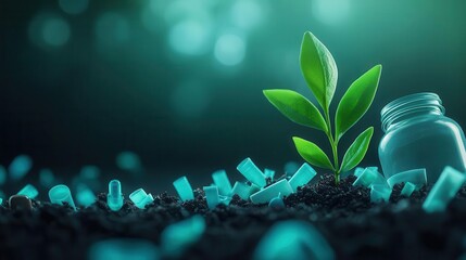 A time-lapse image sequence of microplastics degrading in soil, illustrating the slow yet ongoing process of biodegradation combating pollution