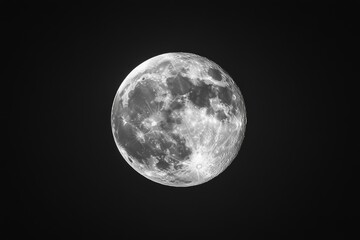 Obraz premium A close-up of the moon's surface, showing craters and other features, in the night sky.