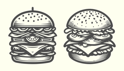 Silhouette of hamburger. Bold hamburger silhouette, ideal for fast food projects, menus, and food illustrations