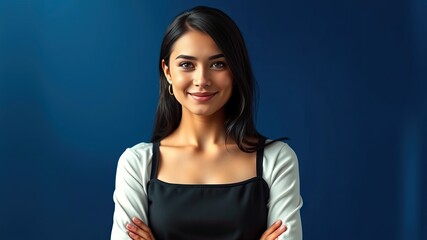 Portrait of a Businesswoman, a Confident Businesswoman in Professional Attire on a Dark Background