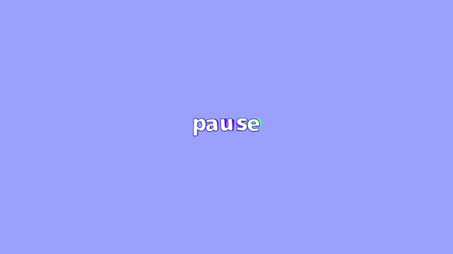 Wiggle text animation "Pause" with stoke on pastel purple background and alpha channel. Motion graphics 4k footage for a video project