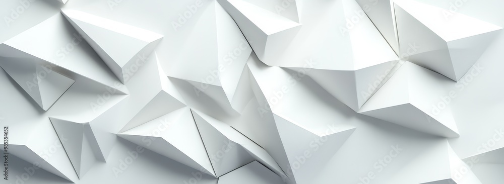 Poster Abstract white geometric background with triangular shapes.