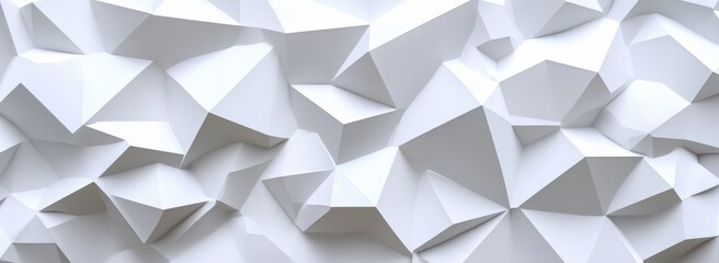 Abstract white geometric background with low-poly shapes and 3d perspective.