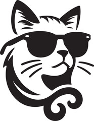 A cat with sunglass logo icon, silhouette style vector art illustration