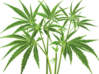 Fototapeta premium Green natural hemp plant leafs