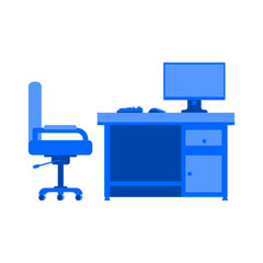 computer desk illustration in transparent background