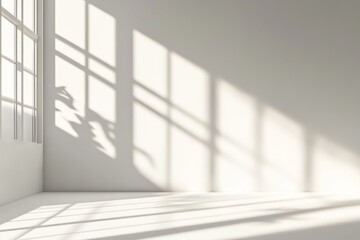 Fototapeta premium Minimalist empty room with large window and soft natural light.