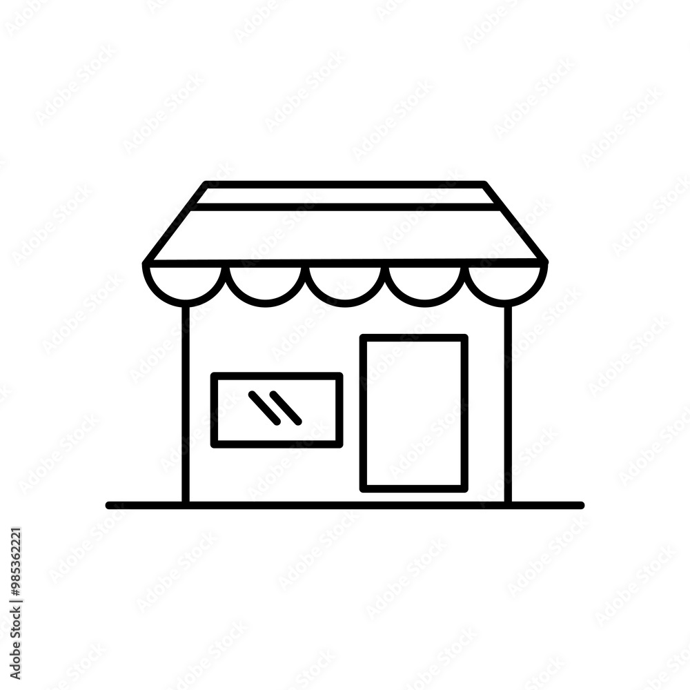 Poster store line icon vector, flat black linear illustration for web and app on white background..eps