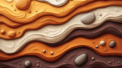 Abstract Wavy Layers Texture Background in Brown  Orange  and Beige