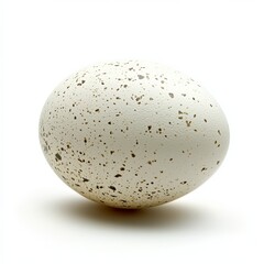Duck egg with slight speckles on its shell, isolated on white background,