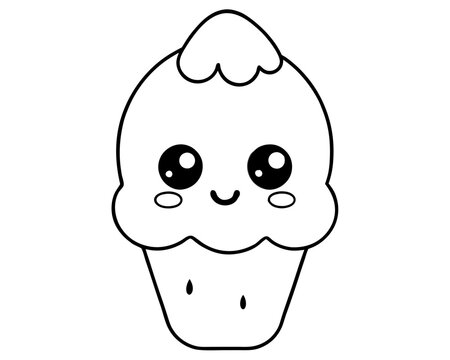 recommend clip art: Kawaii Cute Ice cone Cream line art drawing,Cute Ice Cream line art, Ice Cream silhouette