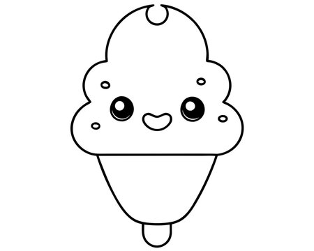 recommend clip art: Kawaii Cute Ice cone Cream line art drawing,Cute Ice Cream line art, Ice Cream silhouette