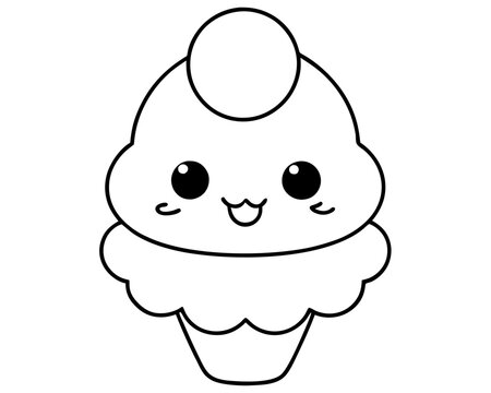 recommend clip art: Kawaii Cute Ice cone Cream line art drawing,Cute Ice Cream line art, Ice Cream silhouette