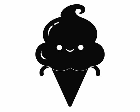 recommend clip art: Kawaii Cute Ice Cream cone silhouette vector,Cute Ice Cream silhouette, Ice Cream  vector