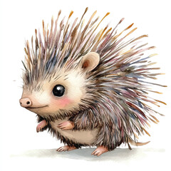 Porcupine watercolor clipart illustration isolated