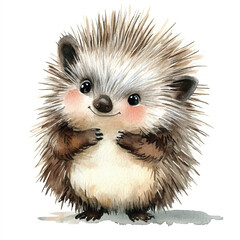 Porcupine watercolor clipart illustration isolated