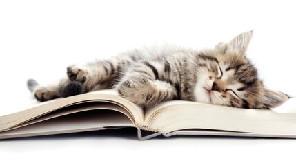 Sleeping Kitten on a Book