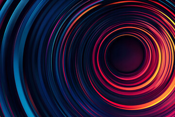 Abstract colorful circular lines on dark blue background