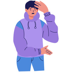 Obraz premium Confused People Character with Flat Cartoon Design. Isolated Vector Graphic