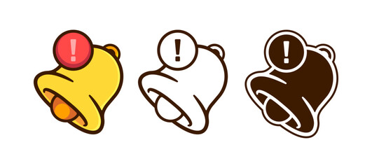 Colorful Notification Bell Icons Set in Cartoon Vector Style for Alert Systems and Communication Applications