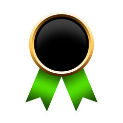 Luxury gold award medal with green ribbon