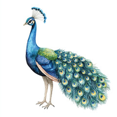 Obraz premium Peacock watercolor clipart illustration isolated