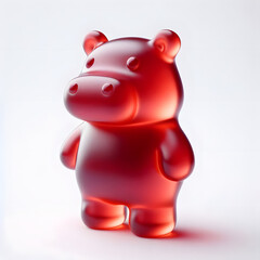 minimal gummy jelly shaped hippo, 3D , isolated, illustration.	
