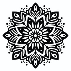 Simple mandala design silhouette vector style with white background  
