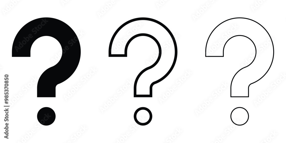 Poster question mark vector icon set. flat pictogram for apps and websites. illustration isolated on white 