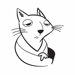 Obraz premium White cat, elegant style. ultra high-definition Doodle Line art 