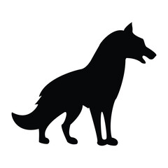 Howling wolf silhouette in white background.