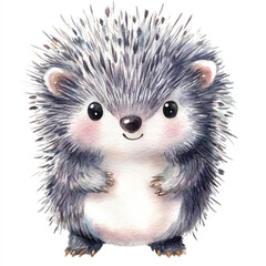 Porcupine watercolor clipart illustration isolated