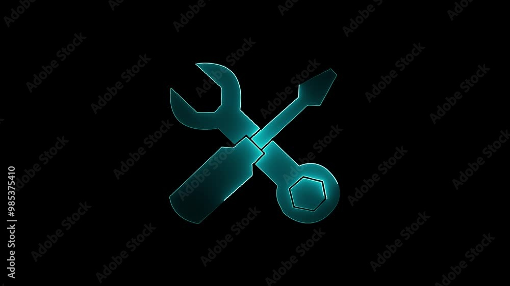 Poster setting icon with spinning gears icon animated. syan color .technology setting icon concept. repair 