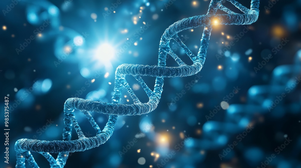 Aufkleber abstract dna helix structure with blue background and bokeh lights